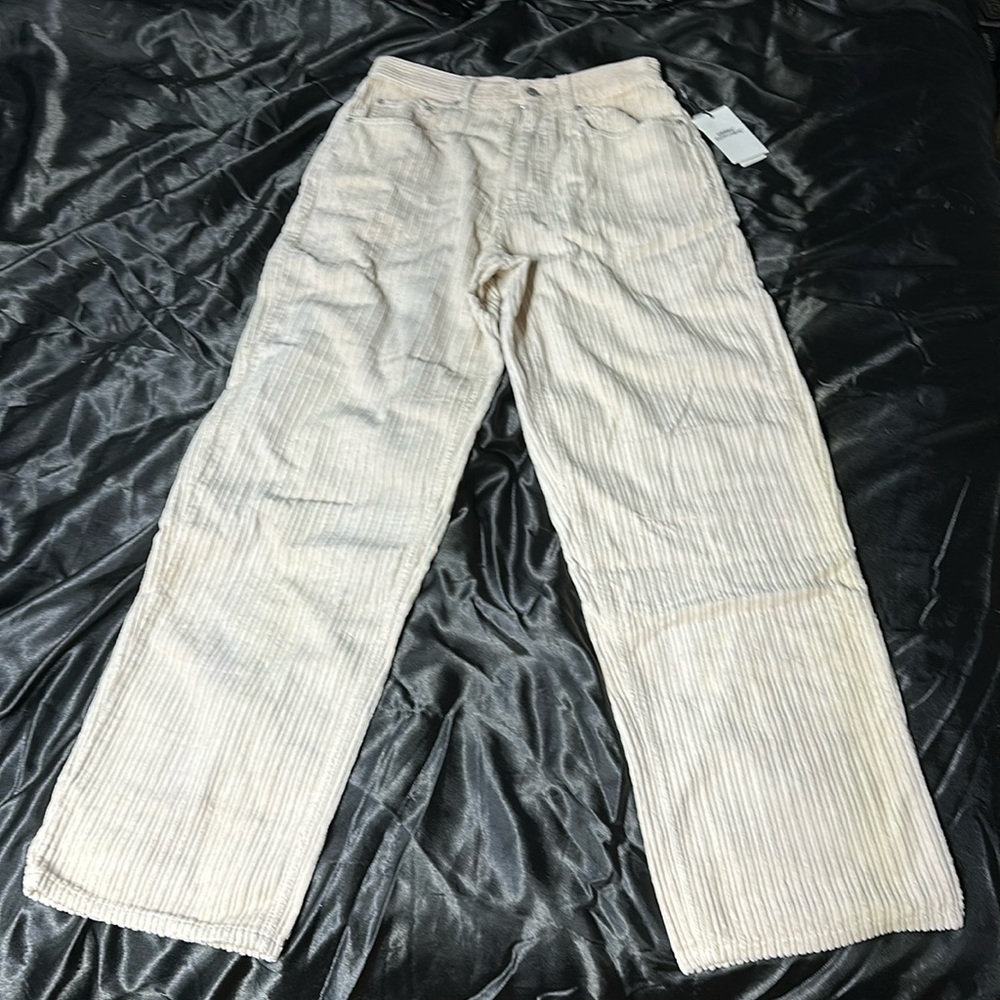 NWT Urban Outfitters BDG high rise baggy corduroy cream pants